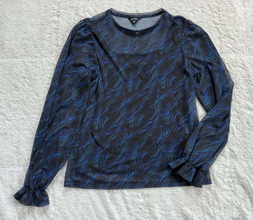 Saint Sofia Size 4 Black Lace Penny Puff Long Sleeve Blouse